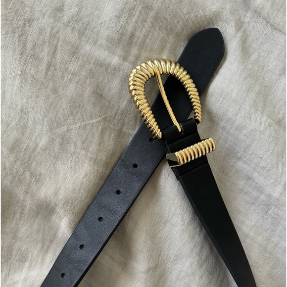 Express Black Vegan Leather Belt - Picture 2 of 4